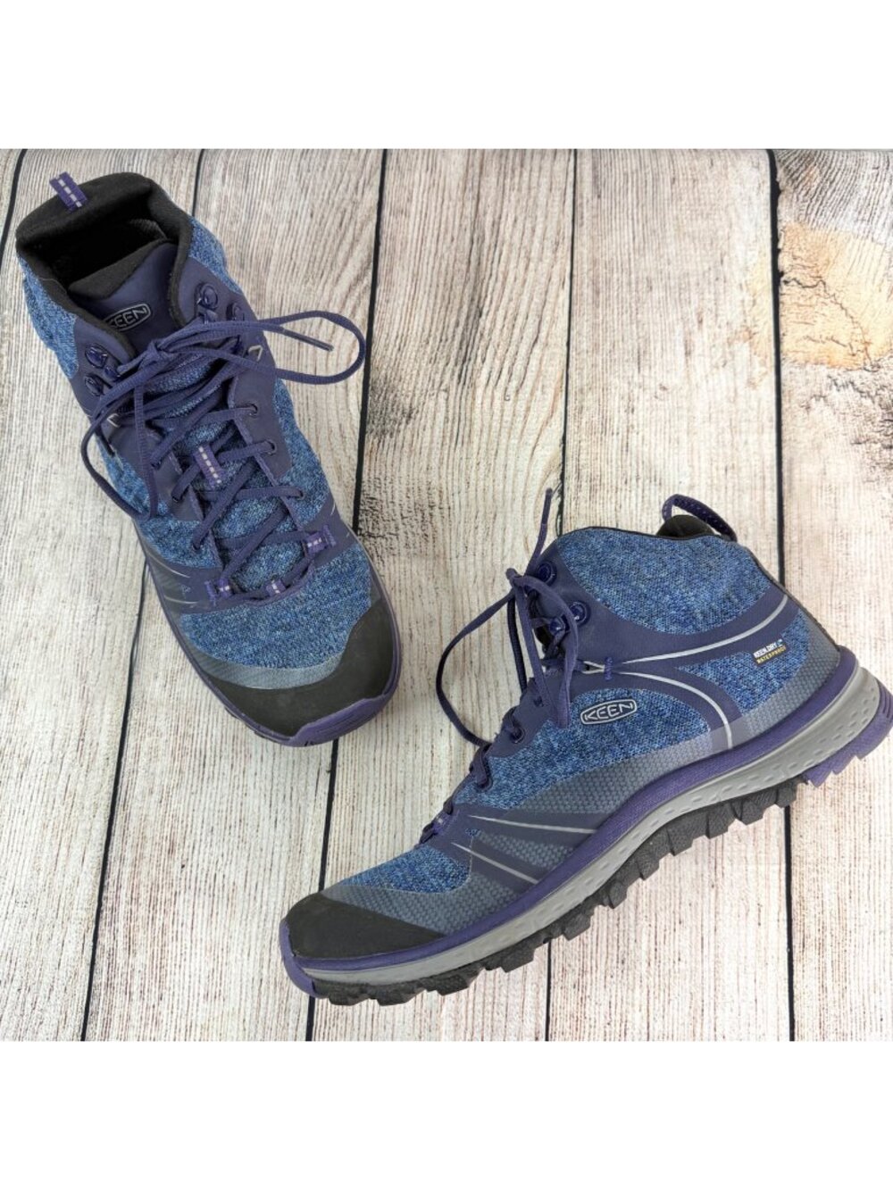 Keen Womens Terradora Mid Waterproof Hiking Boots Blue Knit Colorway Size 11
